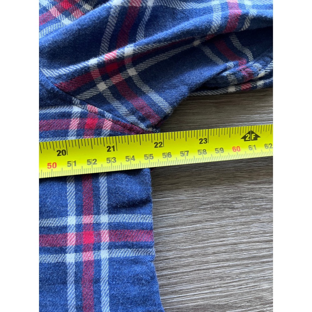 UNTUCKit Casual Western Plaid Cotton Flannel Red & Blue Button Up Blouse Sz 18 - Picture 8 of 9